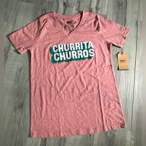NWT CHURRITA CHURROS T-Shirt Women's Size S Pink PACIFIC‎ PARK SANTA MONICA PIER